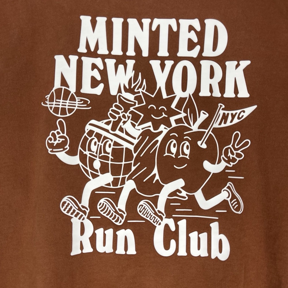 Minted New York Run Club Hoodie Mens 2XL Rust sienna Hooded Relaxed Fit Pullover - Picture 2 of 14